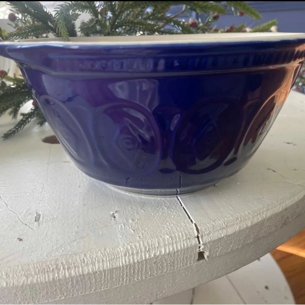 Deep Cobalt Blue Ceramic Serving Bowl WCL  Great condition no chips  9 1/2 in